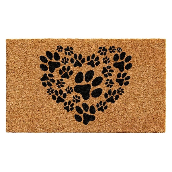 Configuracion 24 x 36 in. Heart Paws Rectangular Doormat Natural & Black CO2544258 - main